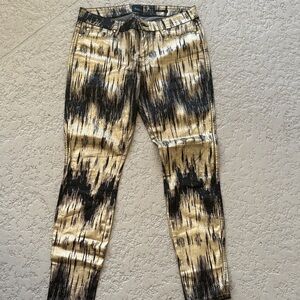 Neiman Marcus Gold and Black Patterned Pants
